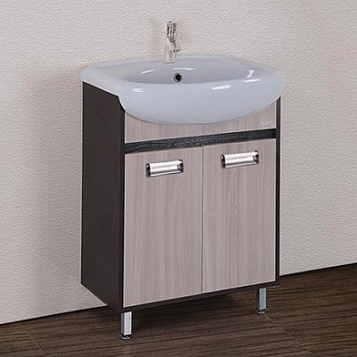 Тумба Оника Гамма 60.10 белая с раковиной Erica-60