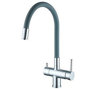 Смеситель для кухни Gappo однорычажный с подключением фильтра для питьевой воды серый хром G4398-30