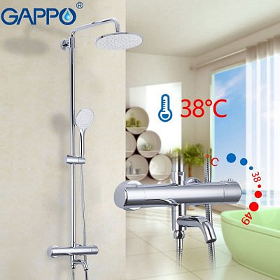 Душевая система Gappo G2490 с термостатом,верхним душем,поворот.излив,хром.