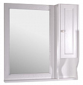 Зеркало шкаф АСБ Гранда 60 белый патина серебро правое