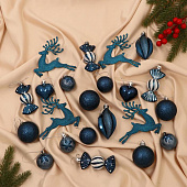 Набор украшений пластик 22 шт "Морозный день" синий   6536967