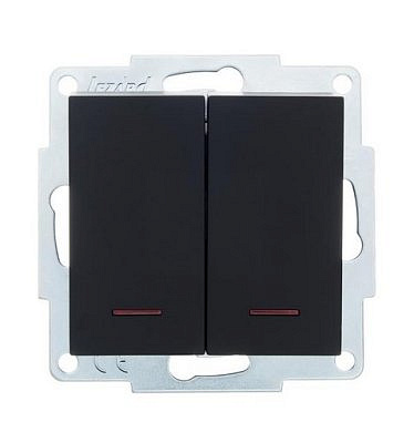 Выключатель механизм с подсветкой 2 клавишы черный бархат 4288-112