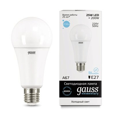 Лампа Gauss LED A67 EL 25w 6500 E27 
