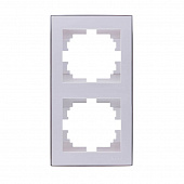 Рамка 2 места , вертикальная , белая с боковой вставкой , хром 703-0225-152