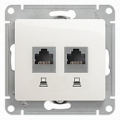 Механизм розетки комплект. 2-м RJ45+ RJ45 кат. 5Е белый SchE GLS000185КК
