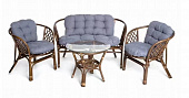 Мебель из ротанга, Комплект кофейный MJ003 Комплект  Багама (стол+2кресла+диван серо-голубой)