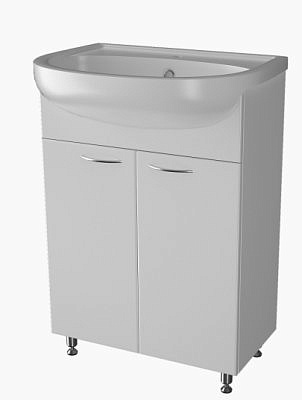 Тумба Ирлен Аква 65 белая с корзиной без раковины