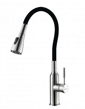 Смеситель для кухни Lemark  LM5082S-Black Expert с гибким изливом черный 