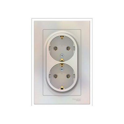 Розетка 2-м с заземлением в сборе перламутр SchE GLS00624
