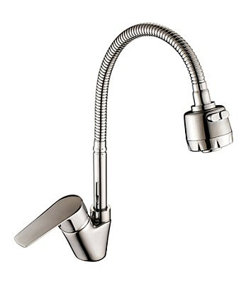Смеситель для кухни ROSSINKA S35-26 однорычажный с гибким  изливом  хром 