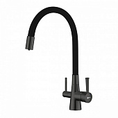 Смеситель для кухни Lemark  LM3705GM Bronx с высоким поворотным изливом графит 