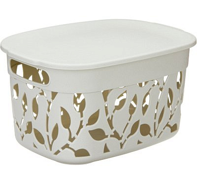 Коробка Флора 5,5л с крышкой белый ротанг