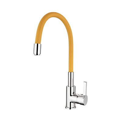 Cмеситель для кухни Ledeme L4898-4 с силиконовым изливом, желтый 