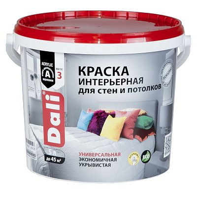 Краска DALI интерьерная для стен и потолков, белоснежный 5л