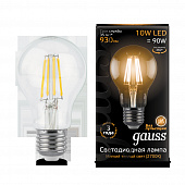 Лампа Gauss LED-F A60 10w 2700 E27 220v черная прозрачна филаментя 645935