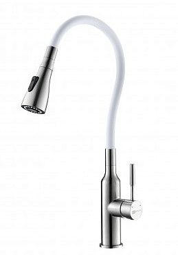 Смеситель для кухни Lemark LM5082S-White Expert с гибким изливом белый 