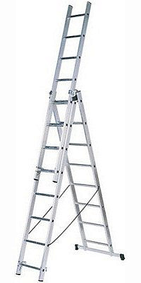 Лестница 3х секционная универсальная алюминиевая высота 224/363/504см, 8 ступеней