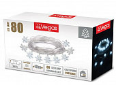 Электрогирлянда VEGAS "Снежинки" 80 холодных LED ламп, прозрачный провод, 10 м, 220 v /20
