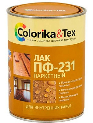 Лак Colorika&Tex ПФ-231 паркетный для внутр.работ,глянцевый 0,8л