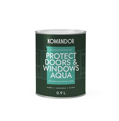 Эмаль KOMANDOR Protect Door&Windows Aqua для окон и дверей База А 0,9л 271034