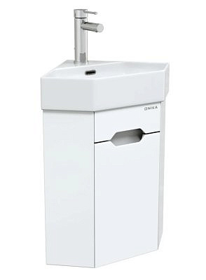 Тумба угловая  АЙЛЕНД 35 подвесная белая с раковиной Line Оника 103502