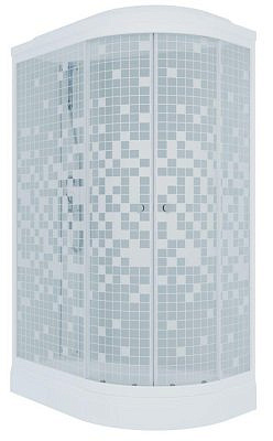 Душевая кабина Triton Коралл 120*80 А ДН4,низкий поддон,1/4 круга белый, стекло Мозаика, лев.
