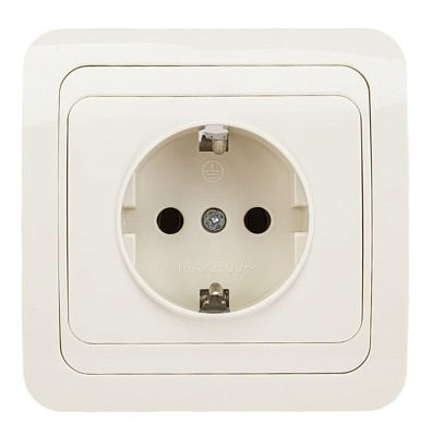 Розетка UNIVersal Валери СУ 1 место слоновая кость (с/з, керамическое основание) Б-В0028