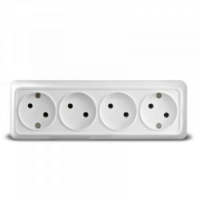 Розетка UNIVersal Олимп ОУ 4 мест. бел. 1162