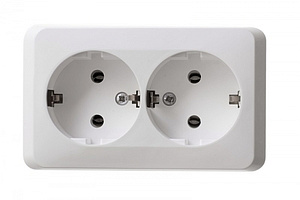 Розетка 2-м ОП 16А  с/з белая SchE PA16-007B