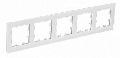 Рамка  NATURE рамка СУ 5 мест., НАТУРАЛЬНОЕ СТЕКЛО, БЕЛЫЙ ATN360105