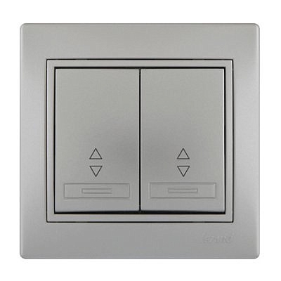 Переключатель 2-клавиши  металлик серебро со вставой  701-1010-106 Мира