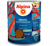 Эмаль ALPINA быстросохнущая по ржавчине RAL8017 полуматовый шоколадный 0,75л