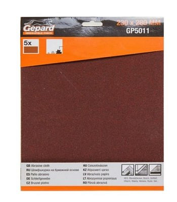 Шлифлист 230*280 Р40 бумажная основа  (5шт)Gepard
