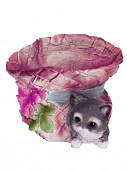 Садовая фигура Кашпо котенок с цветком полистоун