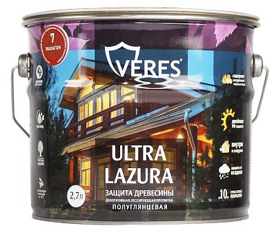 Пропитка VERES Ультра лазура №7 Махагон 2,7л VU-14 281397