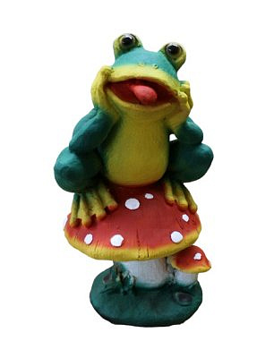 Садовая фигура Лягушка на мухоморе полистоун