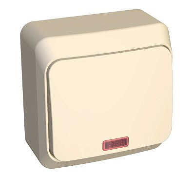 Выключатель 1-клавиша ОП 10А с индикатором , кремовый SchE BA10-005К