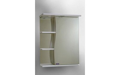 Зеркало шкаф Санта Волна 550 белое правое со светильником