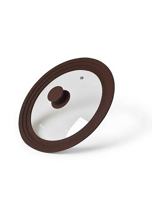 Крышка стеклянная TimA 48242628BR с силиконоым ободом на 3 размера 24-26-28см коричневая 