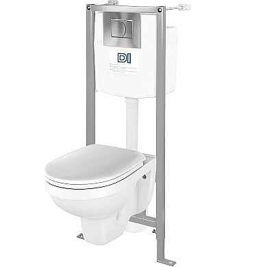 Комплект Rosa инсталляция+унитаз Рио с сиденьем микролифт+панель хром