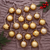 Набор шаров пластик d-6 см, 20 шт "Виржини ассорти" золото   6531947