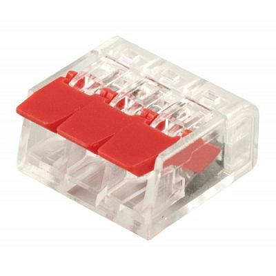 СМК-3 упак. 10шт/упак (0,08*2.5мм2) 3-ая ПРОЗРАЧНАЯ клемная колодка с рычагом 32A 221-413