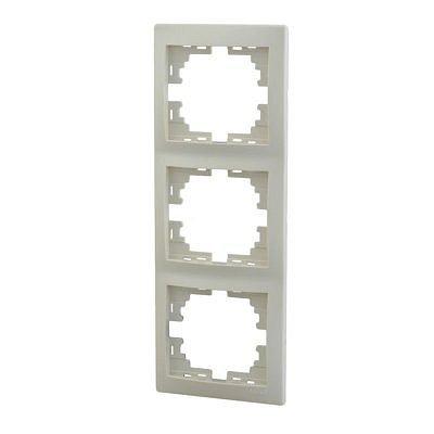 Рамка 3 места , вертикальная , кремовый  Мира 701-0300-153