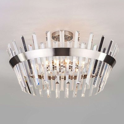 Потолочный светильник Eurosvet 10111/8 сатин-никель, прозрачный хрусталь Strotskis