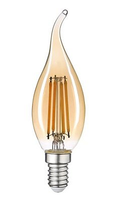 Лампа светодиодная Е14 10W 6500K 6K 35x118 филамент нитевидная, Золотая 661424 General LOFT свеча на ветру 