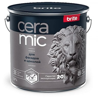 Краска в/д BRITE CERAMIC для фасадов и цоколей База А, 2,7л