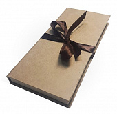 Подарочная коробка ДЛЯ ДЕНЕГ с бантом,крафт бумага, 172х83х16,коричневый (прямоугольник, 172x83x16, крафт, лента коричневая , ПК, 60)