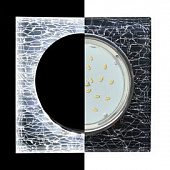 Светильник Ecola GX53-H4 LD5311 стекло, Квадрат с подсветкой 4К , скошенный край Черный/Хром зеркальный  38x120 