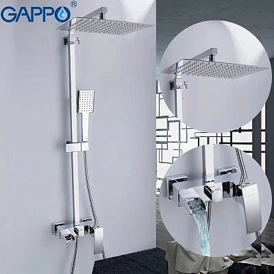 Душевая система Gappo G2407-20 с верхним душем,излив,хром.