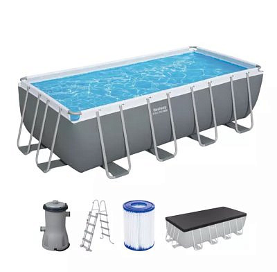 Бассейн каркасный металлический 488*244*122см, 11532л, фил.-нас., лестница, тент Power Steel  56670